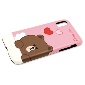 LINE FRIENDS iPhone XR用ケース DUAL GUARD CUPID LOVE ブラウン KCL-DCL008-イメージ2