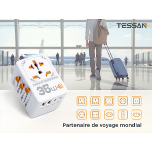 TESSAN 海外用6ポート変換プラグ TSWTA02WH-イメージ5