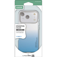 エレコム iPhone17 Pro用ソフトケース グラデーションカラー メタルステッカー付 ブルー PM-A25CUCWCBU