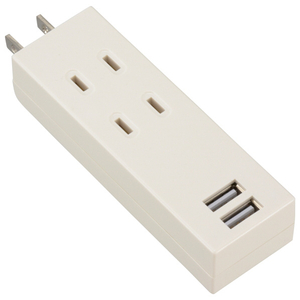 オーム電機 USBポート付安全タップ(2個口) 白 HS-TU2SPC-W-イメージ1