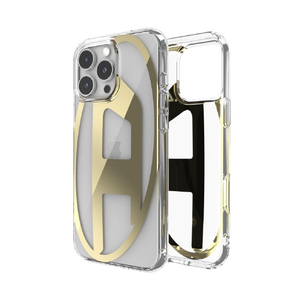DIESEL iPhone 16 Pro Max用Diesel Oval D Mirror Clear Case FW24 clear×gold 60138-イメージ1