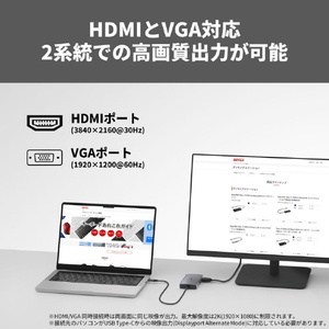 バッファロー PD対応 6in1VGA付きポートリプリケーター シルバー LUD-U3-CU302SV-イメージ3