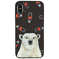 Dparks iPhone XS/X用ブラックケース 白熊とコーラ DS10396I8