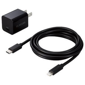 エレコム USB Power Delivery 20W AC充電器(C-Lightningケーブル付属) ブラック MPA-ACLP04BK エレコム USB Power Delivery 20W AC充電器(C-Lightningケーブル付属) ブラック MPA-ACLP04BK