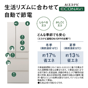パナソニック 【フレンチドア】490L 6ドア 冷凍冷蔵庫 シルバー NR-F49EY3-S-イメージ12