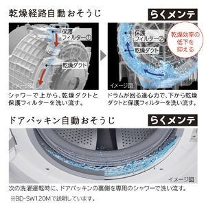 日立 【右開き】12．0kgドラム式洗濯乾燥機 ホワイト BD-SW120MR W-イメージ7