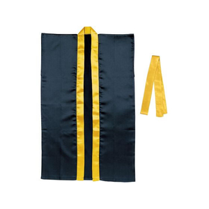 アーテック サテンロングハッピ(ハチマキ付) 黒(襟金) M FCE426L-19098-イメージ1