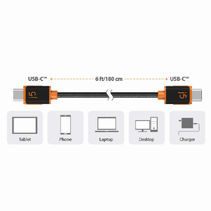 j5 create USB-C to USB-C PD60W対応 充電&データ通信ケーブル(1．8m) JUCX24 ブラック JUCX24-イメージ7