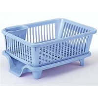 サンコープラスチック 皿立て水切りかご流 ヨコ型 パールブルー FCV1552-No.2