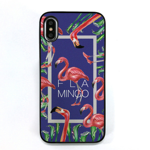 Dparks iPhone XS/X用ケース ブラックケース FLAMINGO SQUARE ブルー DS10399I8-イメージ1