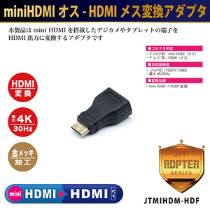 JTT miniHDMIオス-HDMIメス変換アダプタ JTMIHDM-HDF-イメージ1