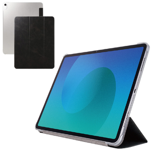 エレコム 13インチiPad Air(M3/M2) フラップケース 薄型軽量 背面クリア 2アングル ブラック TB-A25XWVBK-イメージ2