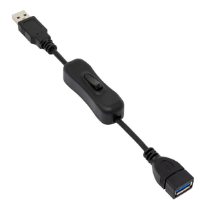 アイネックス USB3．2Gen1 Type-A 電源スイッチケーブル(20cm) ブラック U31AA-MF02S-イメージ1
