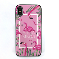 Dparks iPhone XS/X用ケース ブラックケース FLAMINGO SQUARE ピンク DS10400I8
