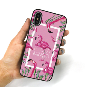 Dparks iPhone XS/X用ケース ブラックケース FLAMINGO SQUARE ピンク DS10400I8-イメージ2
