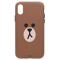 LINE FRIENDS iPhone XR用ケース DUAL GUARD フェイス ブラウン KCL-DFA005