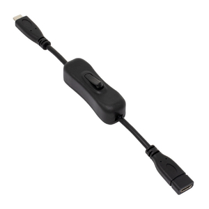 アイネックス PD100W対応 USB3．2Gen1 Type-C 電源スイッチケーブル(20cm) ブラック U31CC-MF02P10S-イメージ1