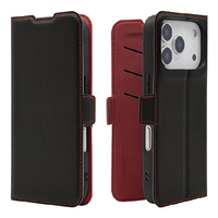 ラスタバナナ iPhone17 Pro用薄型手帳ケース サイドマグネット ブラック＊レッド 8979IP5BBSMBKR