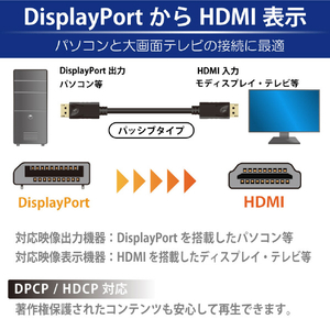 JTT DisplayPort-HDMI変換ケーブル 1m JT-DPHD1M-BK-イメージ5