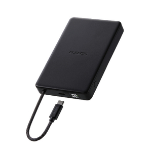 エレコム ケーブル一体型 半固体モバイルバッテリー(10000mAh/30W) ブラック DE-C84-10000BK-イメージ1