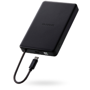 エレコム ケーブル一体型 半固体モバイルバッテリー(10000mAh/30W) ブラック DE-C84-10000BK-イメージ2