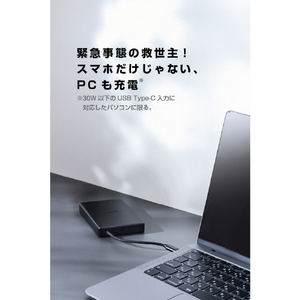 エレコム ケーブル一体型 半固体モバイルバッテリー(10000mAh/30W) ブラック DE-C84-10000BK-イメージ6
