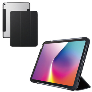 エレコム 13インチiPad Air(M3/M2)用フラップケース 薄型軽量 カラーエッジ 背面クリア ブラック TB-A25XWVFCBK-イメージ2
