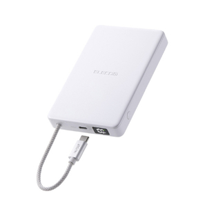 エレコム ケーブル一体型 半固体モバイルバッテリー(10000mAh/30W) ホワイト DE-C84-10000WH-イメージ1