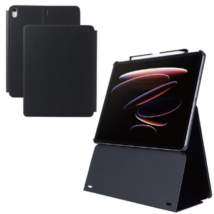 エレコム 13インチiPad Air(M3/M2)用フラップケース 高さ調整 合成皮革 スリープ対応 ブラック TB-A25XWVH2BK-イメージ2