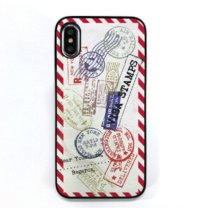 Dparks iPhone XS/X用ブラックケース スタンプ レッド DS10406I8-イメージ1