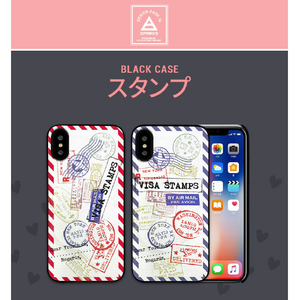 Dparks iPhone XS/X用ブラックケース スタンプ レッド DS10406I8-イメージ5