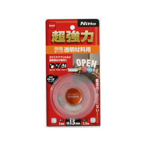 ニトムズ 超強力両面テープ 透明材料用 15mm×1.5m FC78023-T4610-イメージ1