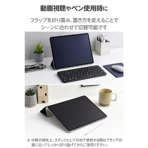 エレコム 13インチiPad Air(M3/M2) フラップケース 薄型軽量 背面クリア 2アングル ネイビー TB-A25XWVNV-イメージ4