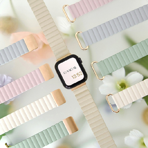 GAACAL Apple Watch Series 1-8/SE1-2(38/40/41mm)用マグネット式PUレザーバンド スモークピンク W00186PSA-イメージ4