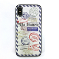 Dparks iPhone XS/X用ブラックケース スタンプ ブルー DS10407I8