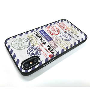 Dparks iPhone XS/X用ブラックケース スタンプ ブルー DS10407I8-イメージ4