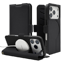 ラスタバナナ iPhone17 Pro用手帳型ケース 磁力充電対応 ブラック 8983IP5BBSMMBK