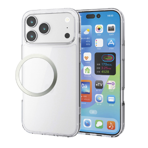 エレコム iPhone 17 ProMax用ハイブリッドケース メタルステッカー付 クリア PM-A25DHVCKCR-イメージ2
