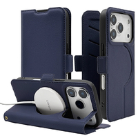 ラスタバナナ iPhone17 Pro用手帳型ケース 磁力充電対応 ネイビー 8984IP5BBSMMNV