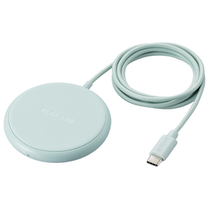 エレコム ケーブル一体型 Qi規格対応ワイヤレス充電器(5W・卓上・1m) グリーン W-QA25GN-イメージ1