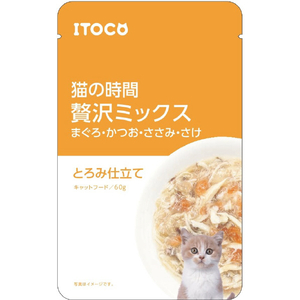 イトウアンドカンパニーリミテッド 贅沢ミックス 猫パウチ まぐろ・かつお・ささみ・さけ(60g) 猫の時間 ﾈｺﾉｼﾞｶﾝﾏｸﾞﾛｶﾂｵｻｻﾐｻｹ60G-イメージ1