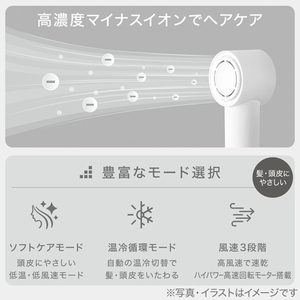 ニトリ 高濃度マイナスイオンヘアケアドライヤーNY281WH e angle select ホワイト ﾏｲﾅｽｲｵﾝﾍｱﾄﾞﾗｲﾔｰNY281WH-イメージ10