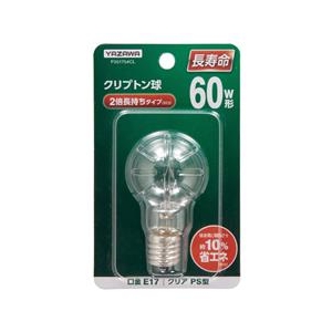 ヤザワ PS60形・E17口金 クリプトン球 クリア 54W省エネ長寿命電球タイプ 1個入り P351754CL-イメージ1