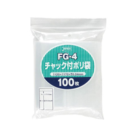 ジャパックス チャック付ポリ袋 透明 厚み0.04mm 100枚 FCG609V-FG-4