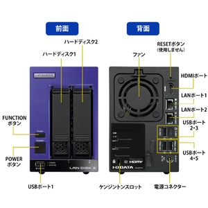 I・Oデータ 第12世代インテルCore i3搭載 2ドライブWindows NAS 8TB HDL2-Z25SI3B08-イメージ3