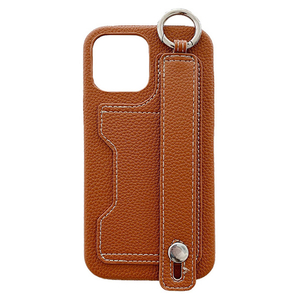 GAACAL iPhone 14 Pro用落下防止ベルト&カードポケット付きPUレザーケース ブラウン P00282BRQP-イメージ1