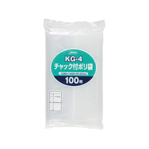 ジャパックス チャック付ポリ袋 透明 厚み0.04mm 100枚 FCG611V-KG-4-イメージ1