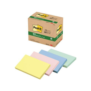 3M ポスト・イット ノート 再生紙 エコノパック 75×127mm 4色 10冊 F180287-6551-K-イメージ1