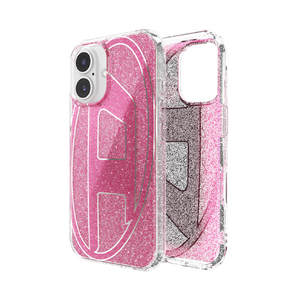 DIESEL iPhone 16用Diesel Oval D Glitter Case FW24 pink 60155-イメージ1