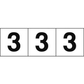 トラスコ中山 TRUSCO 数字ステッカー 30×30 「3」 白／黒文字 3枚入 3枚粘着シール3030数字｢3｣ FC531FY-4388186
